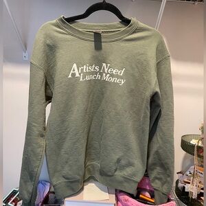 Artist Need Lunch Money Green Crewneck Sweatshirt (Size Small)